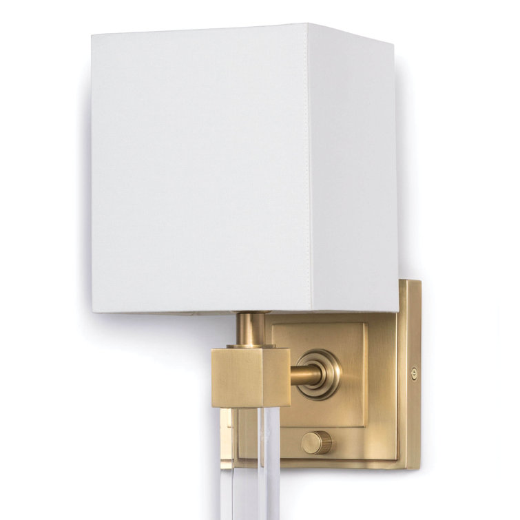 Metro Natural Brass 1-Light Sconce with Linen Shade