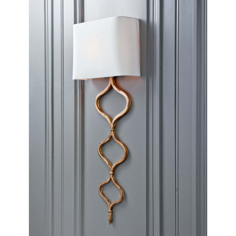 Gold Leaf Linen Shade Dimmable Wall Sconce