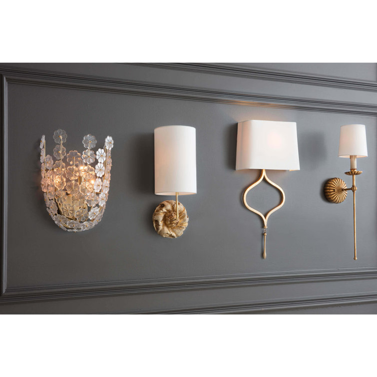 Natural Brass Floral Glass 3-Light Wall Sconce