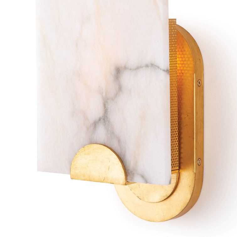 Jonah 17.25" Gold Alabaster 1-Light Rectangular Wall Sconce