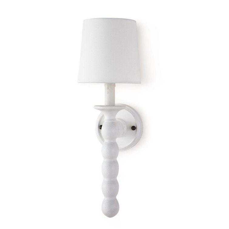 White and Blackened Steel Linen Shade Dimmable Sconce