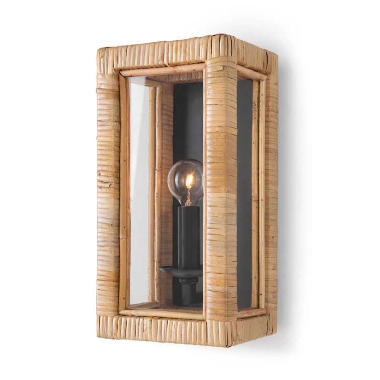 Natural Wicker and Glass Dimmable Sconce