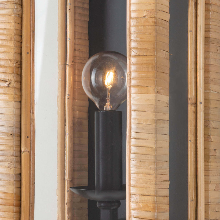 Natural Wicker and Glass Dimmable Sconce