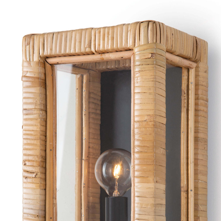 Natural Wicker and Glass Dimmable Sconce