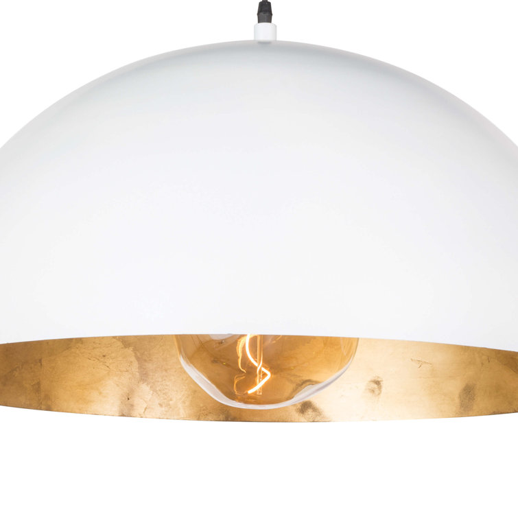 Large White and Gold Bowl Pendant Light