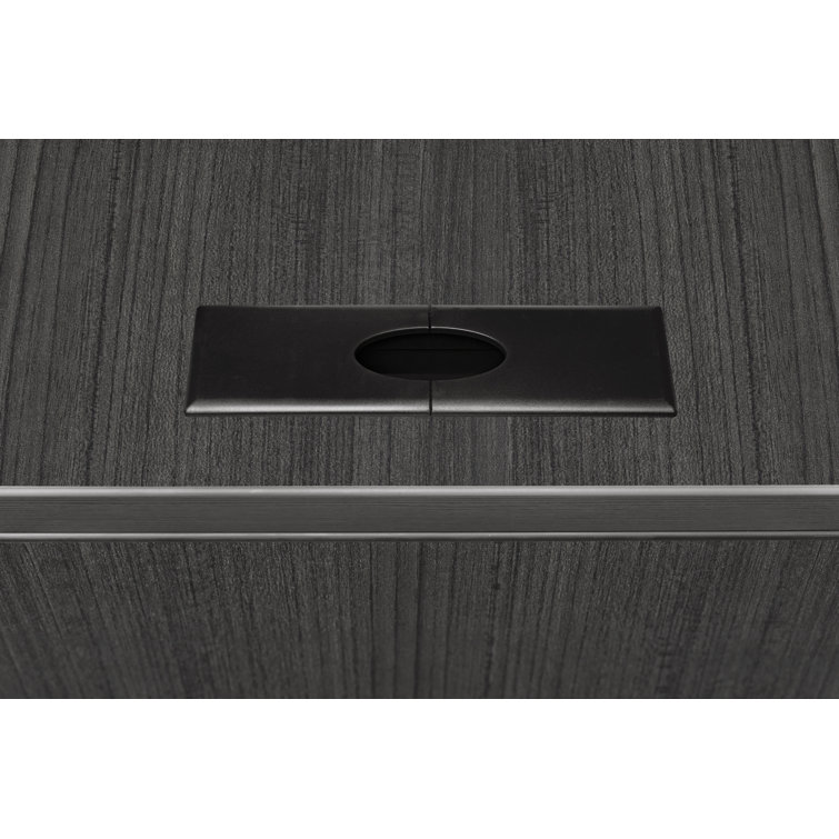 Ash Grey Wood Executive Corner Desk with Drawer and Filing Cabinet