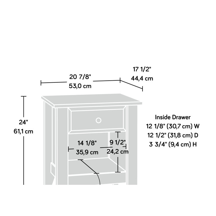 Soft White Shoal Creek Nightstand with Smooth Metal Runners