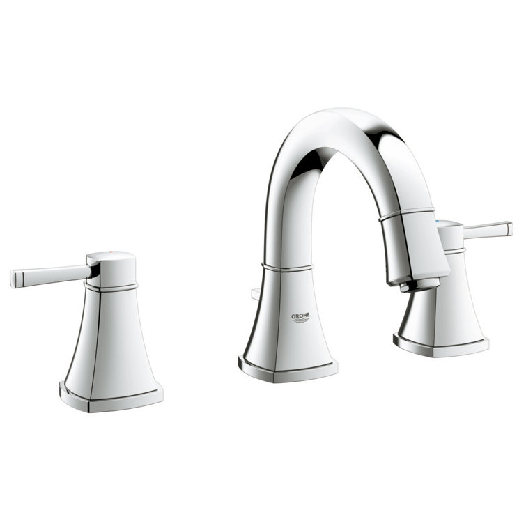 Grandera Polished Chrome 7.25'' High Two-Handle Widespread Bathroom Faucet