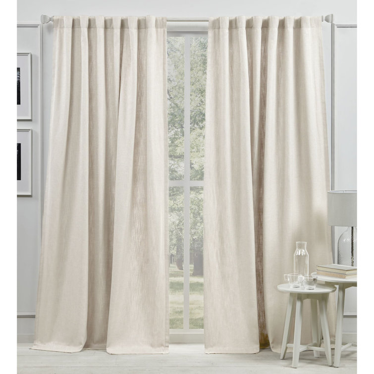 Gray Pleated Sheer Linen Blend Window Panel