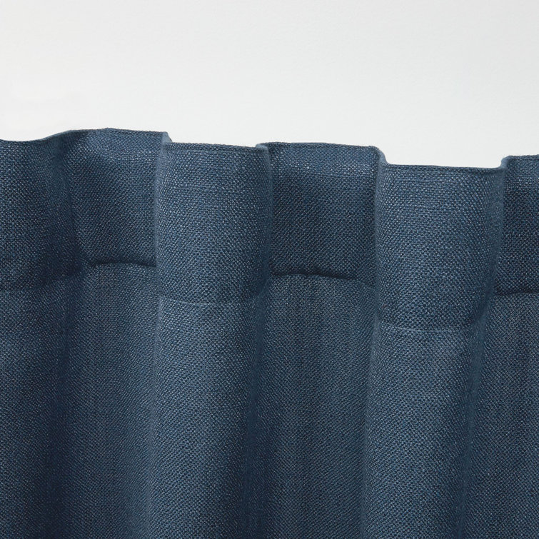 Vienna Blue Linen Blend Light Filtering Curtain Panel