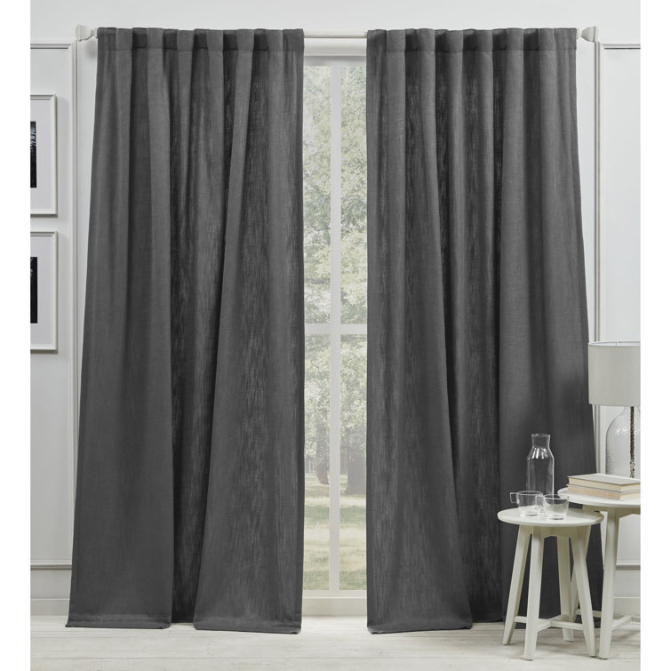 Gray Pleated Sheer Linen Blend Window Panel