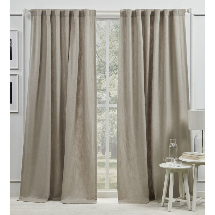 Gray Pleated Sheer Linen Blend Window Panel