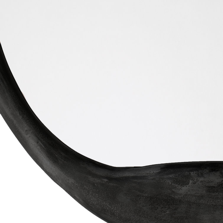 Alora Black Round Wall Mirror with Organic Aluminum Frame