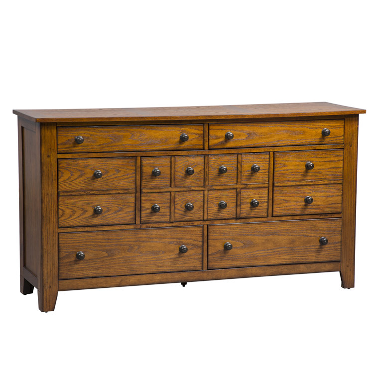 Grandpa's Cabin Aged Oak Queen Sleigh Bedroom Set with Dresser & Mirror