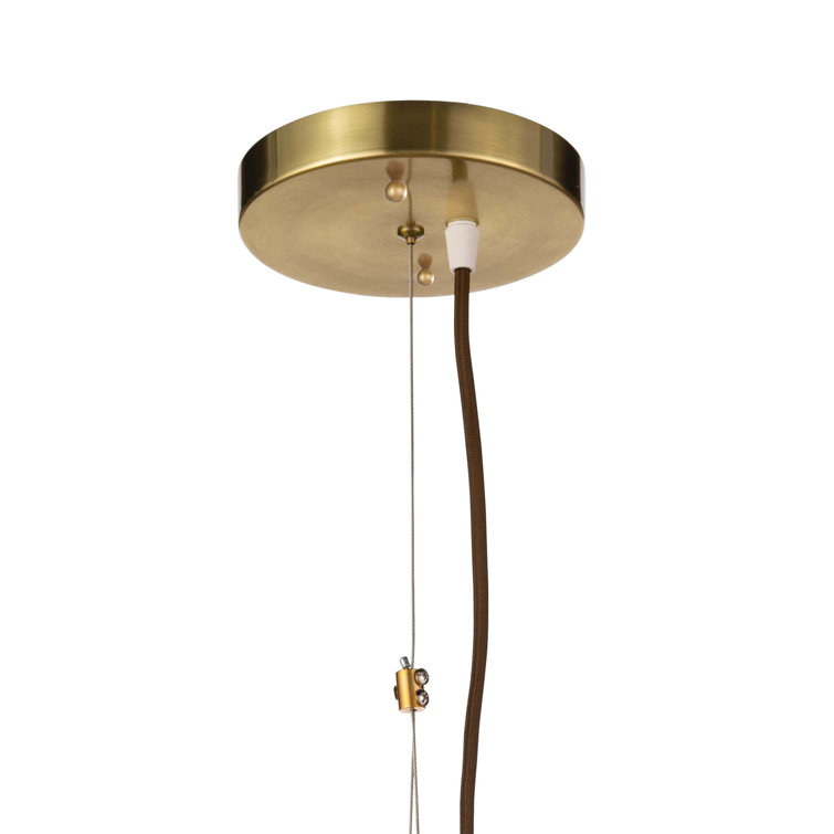 Natural Rattan Coastal Pendant Light with Brass Accents