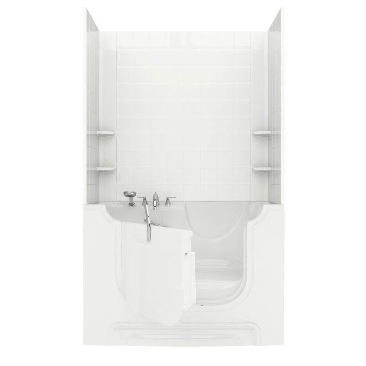 HandiTub 60'' x 30'' White Fiberglass Walk-In Bathtub with Faucet