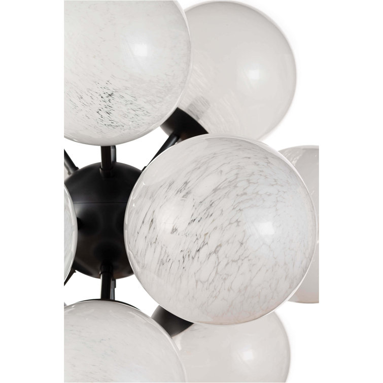 La Dame Natural Brass 13-Light Chandelier with Swirl Glass Globes