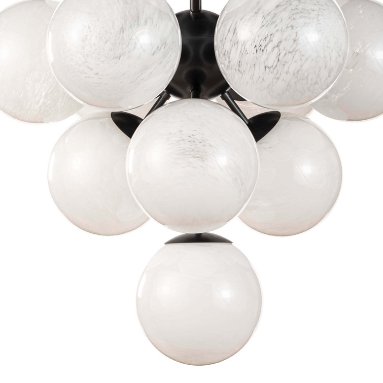 La Dame Natural Brass 13-Light Chandelier with Swirl Glass Globes