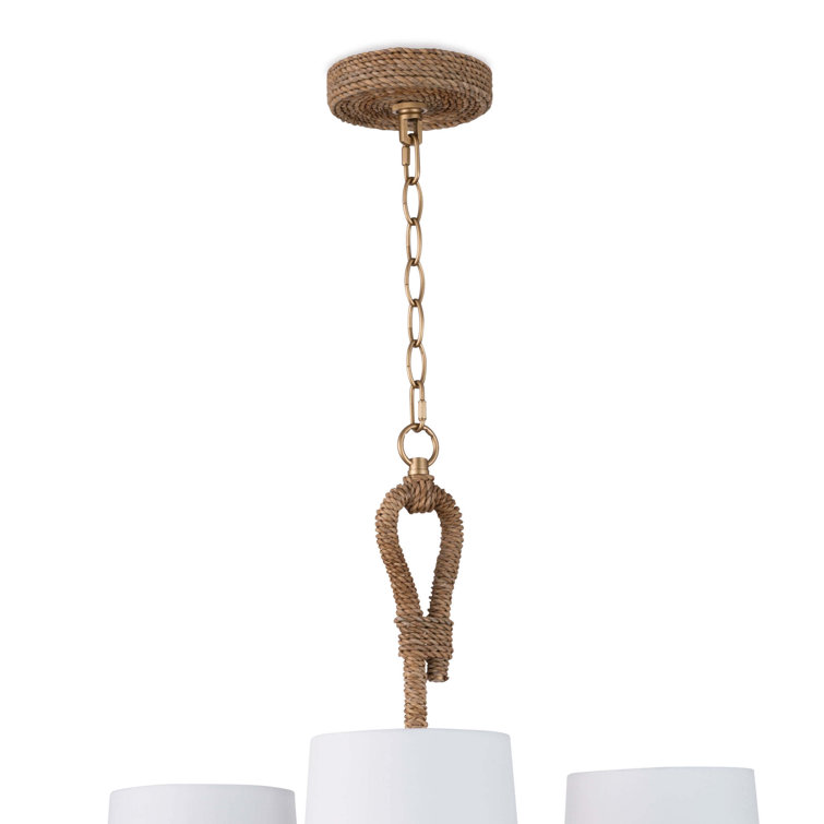 Natural Elegance 9-Light Polished Brass Chandelier with Linen Shade