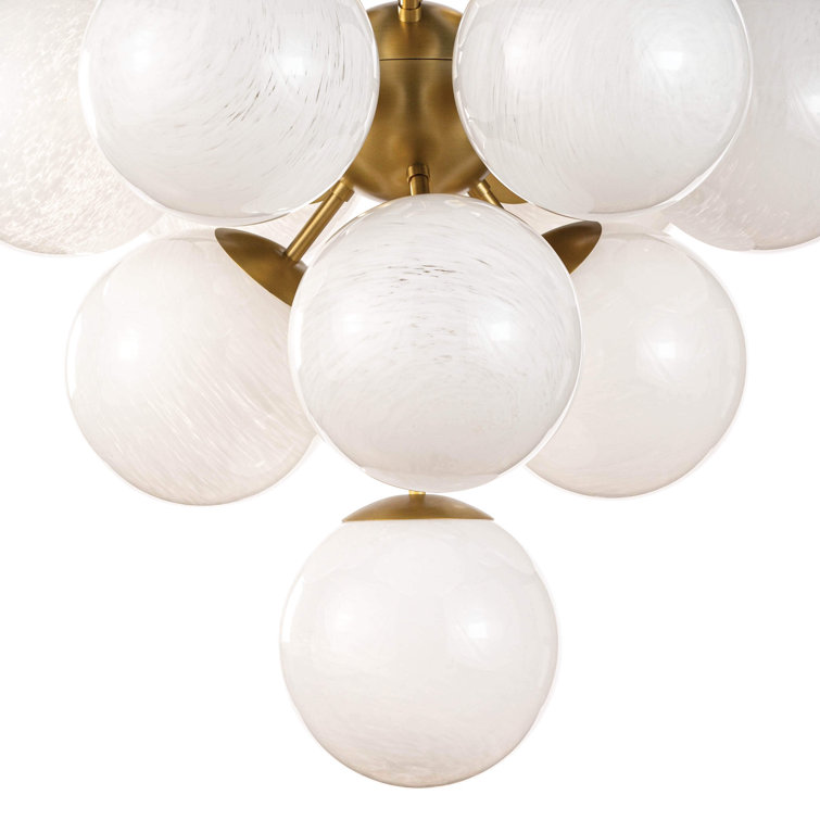 La Dame Natural Brass 13-Light Chandelier with Swirl Glass Globes
