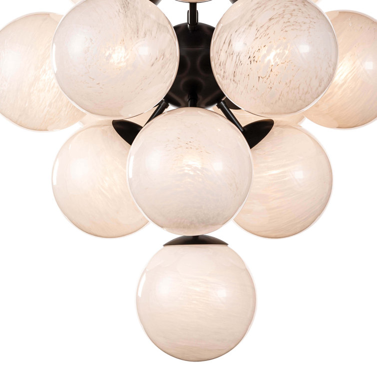 La Dame Natural Brass 13-Light Chandelier with Swirl Glass Globes