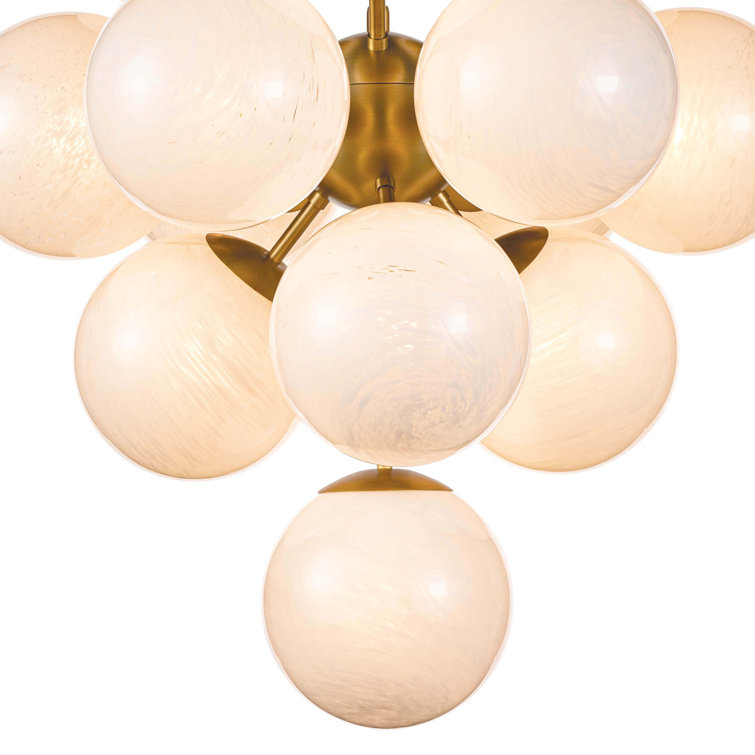 La Dame Natural Brass 13-Light Chandelier with Swirl Glass Globes