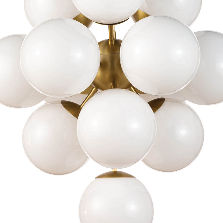 La Dame Natural Brass 13-Light Chandelier with Swirl Glass Globes