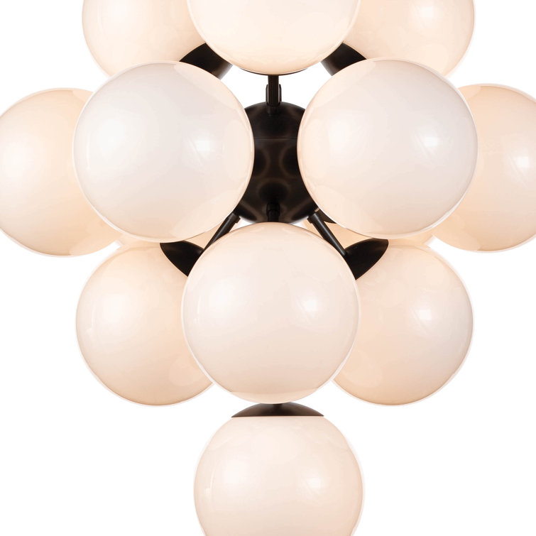 La Dame Natural Brass 13-Light Chandelier with Swirl Glass Globes