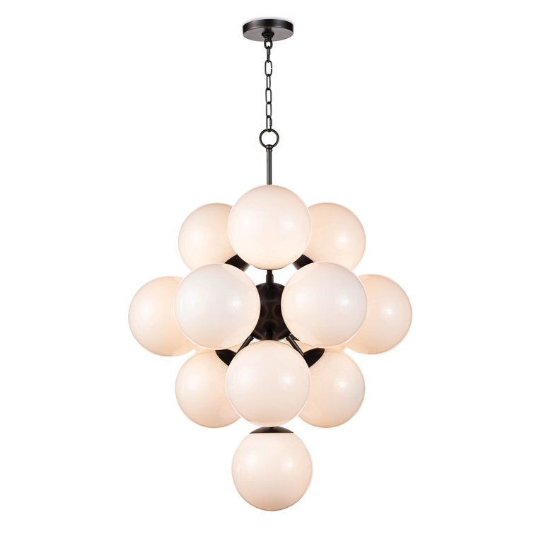 La Dame Natural Brass 13-Light Chandelier with Swirl Glass Globes