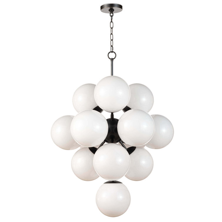 La Dame Natural Brass 13-Light Chandelier with Swirl Glass Globes