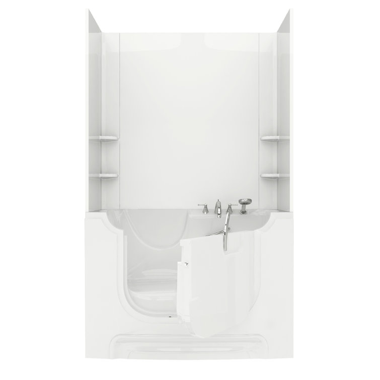 60'' x 30'' White Fiberglass Walk-in Bathtub with Faucet