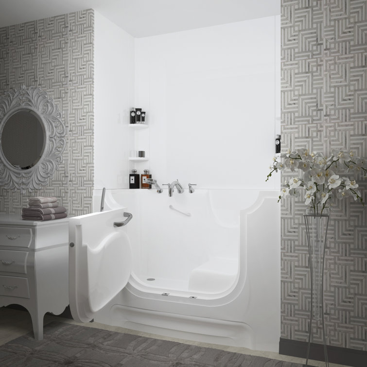 HandiTub 60'' x 30'' White Fiberglass Walk-In Bathtub with Faucet