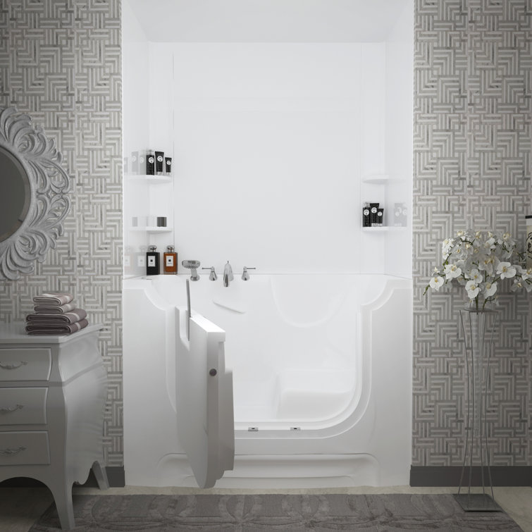HandiTub 60'' x 30'' White Fiberglass Walk-In Bathtub with Faucet