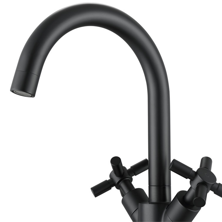 Matte Black Brass Double Handle Bathroom Faucet