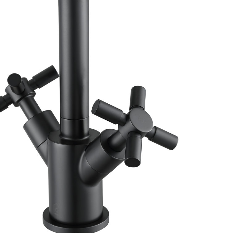 Matte Black Brass Double Handle Bathroom Faucet