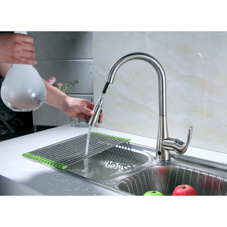 Brushed Nickel Single Handle Pull-Down Kitchen Faucet with Spray
