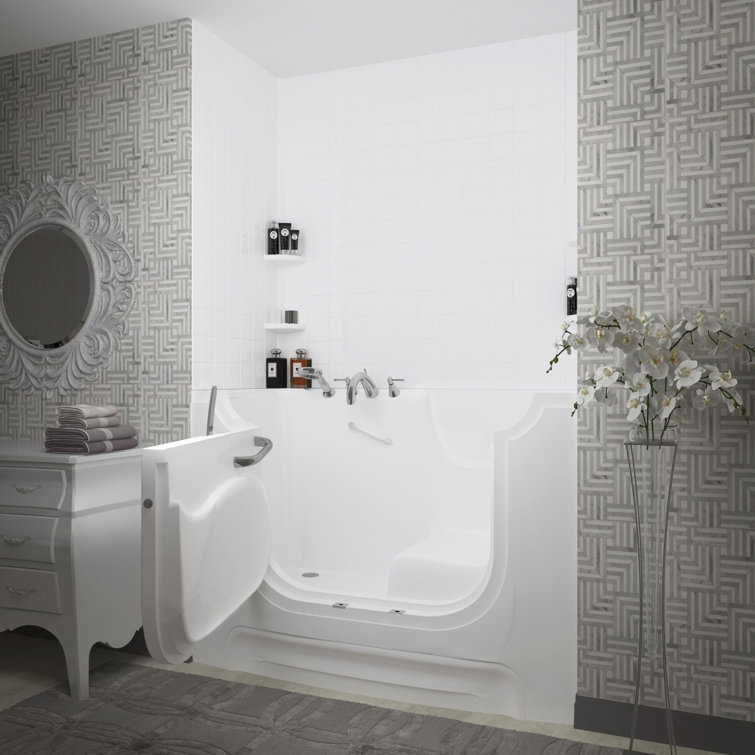 ADA Compliant White Fiberglass Walk-In Bathtub with Jets