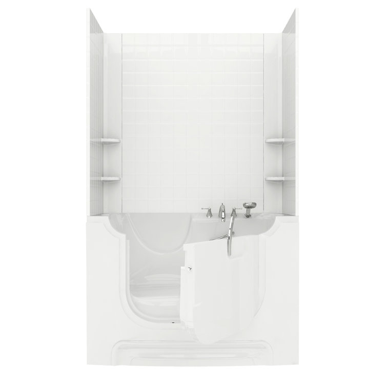ADA Compliant White Fiberglass Walk-In Bathtub with Jets