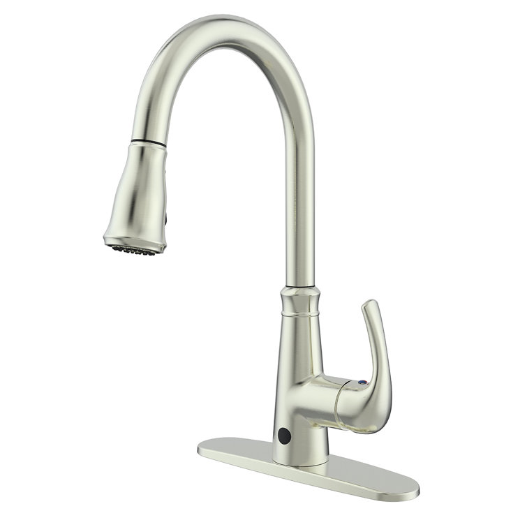 Brushed Nickel Single Handle Pull-Down Kitchen Faucet with Spray
