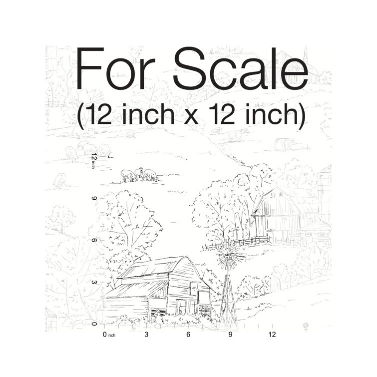 Black and White Farmhouse Toile Nonwoven Wallpaper