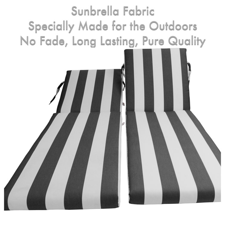 Cabana Classic Black and White Sunbrella Chaise Lounge Cushions