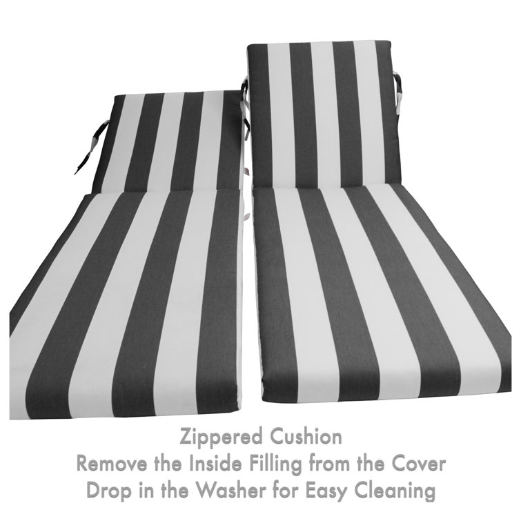 Cabana Classic Black and White Sunbrella Chaise Lounge Cushions