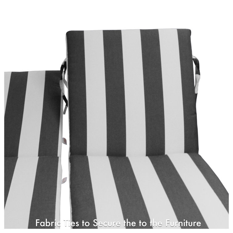 Cabana Classic Black and White Sunbrella Chaise Lounge Cushions