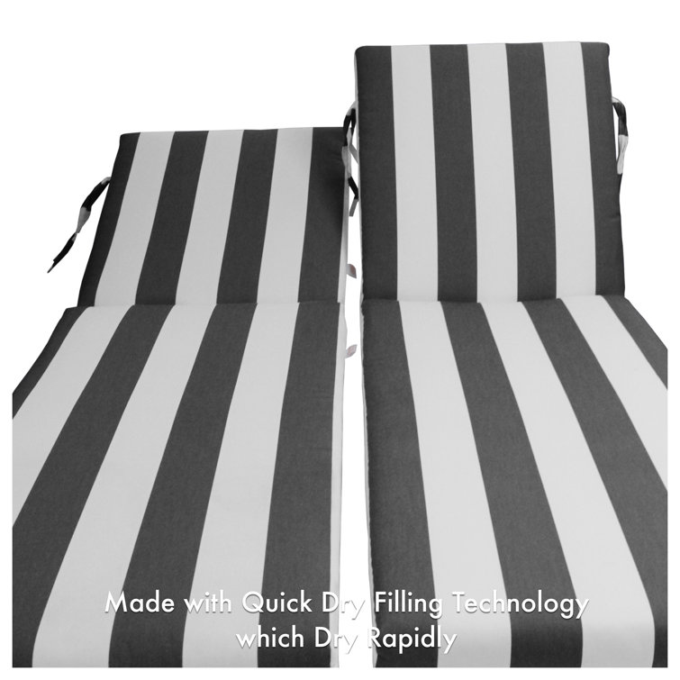 Cabana Classic Black and White Sunbrella Chaise Lounge Cushions
