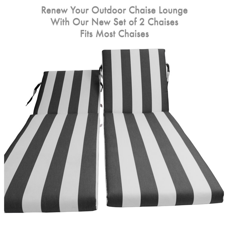 Cabana Classic Black and White Sunbrella Chaise Lounge Cushions