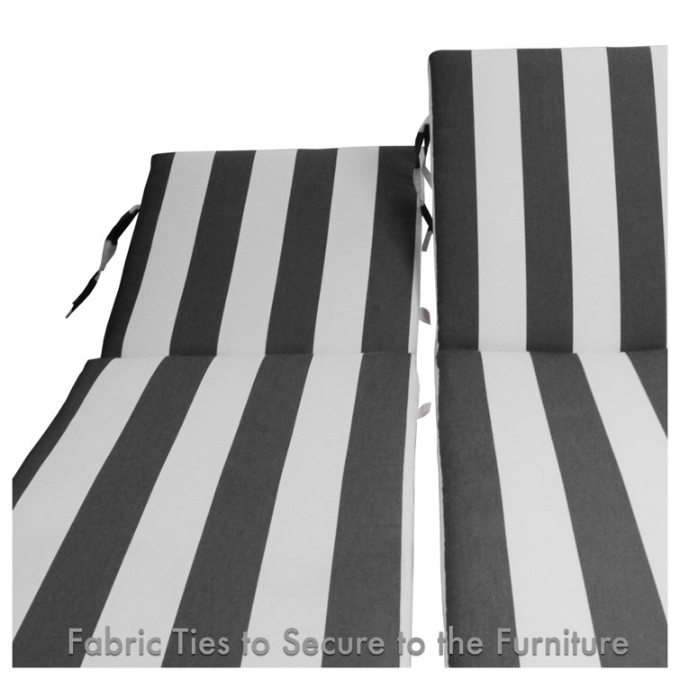 Cabana Classic Black and White Sunbrella Chaise Lounge Cushions
