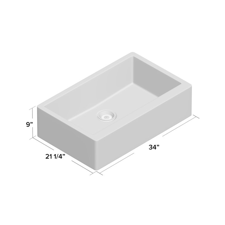 34'' Matte White Quartz Farmhouse Single Bowl Kitchen Sink