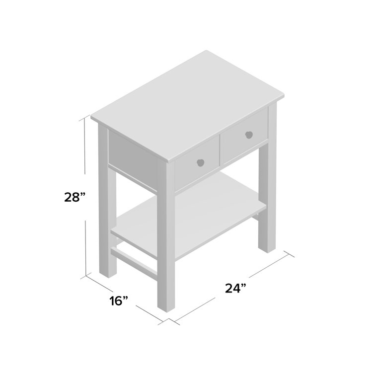 Transitional Pine 2-Drawer Nightstand in Natural Gray