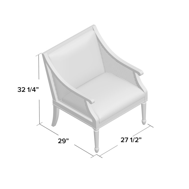 Beige Upholstered Accent Chair with Cane Webbed Arms
