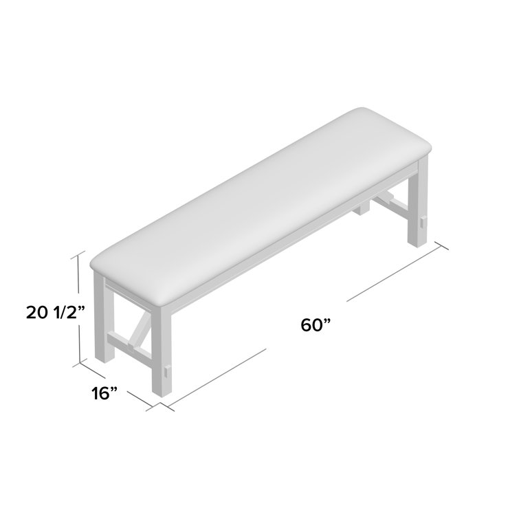 Turino 60" Smokey White and Tan Basketweave Upholstered Dining Bench